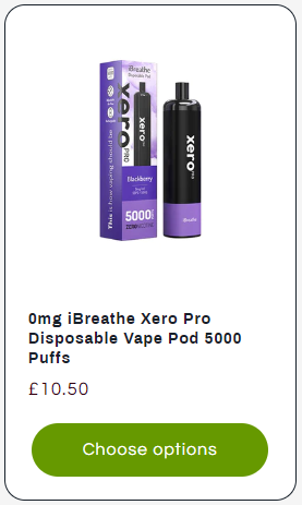 0mg iBreathe Xero Pro Disposable Vape Pod 5000 Puffs