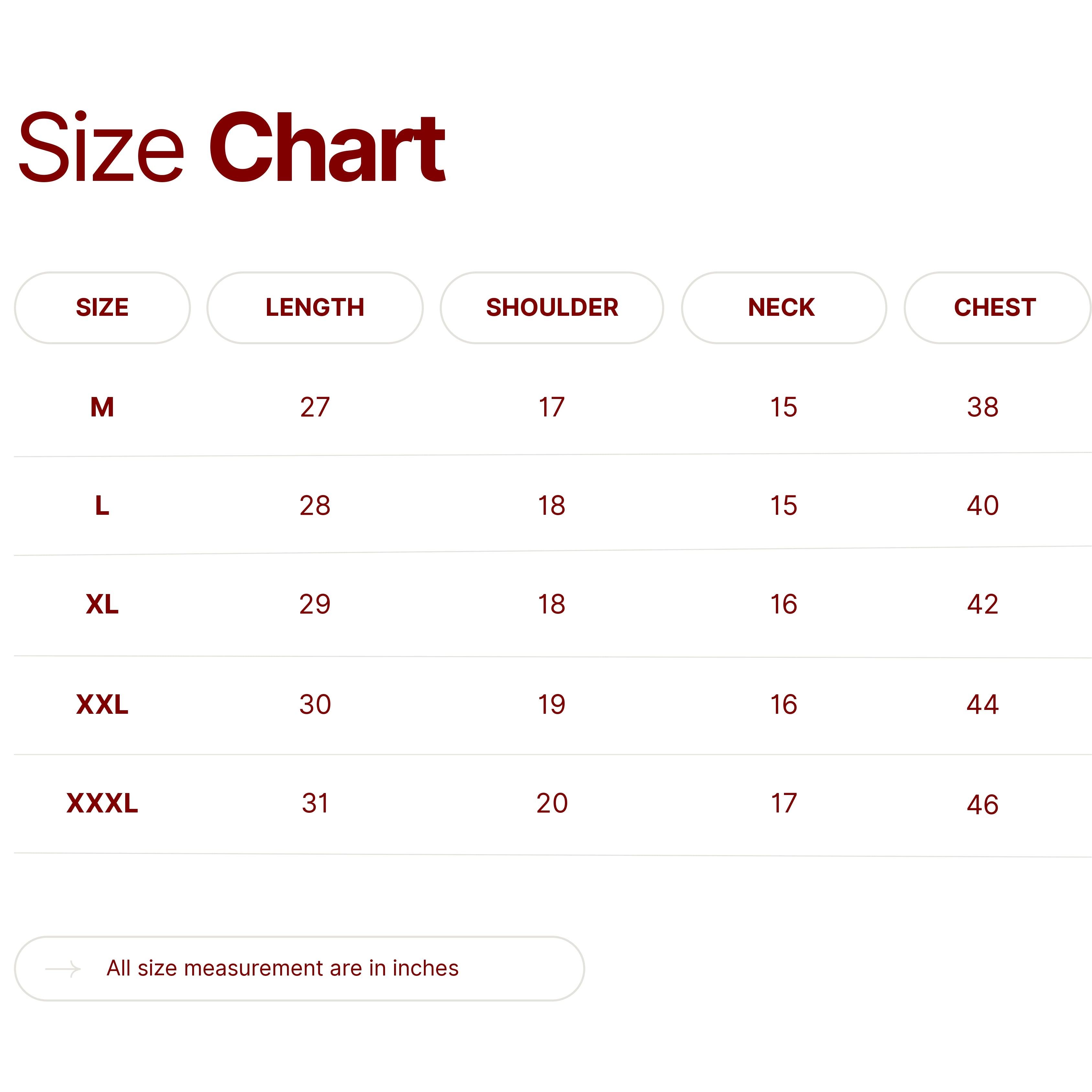 Men Size chart – Houseofgulab