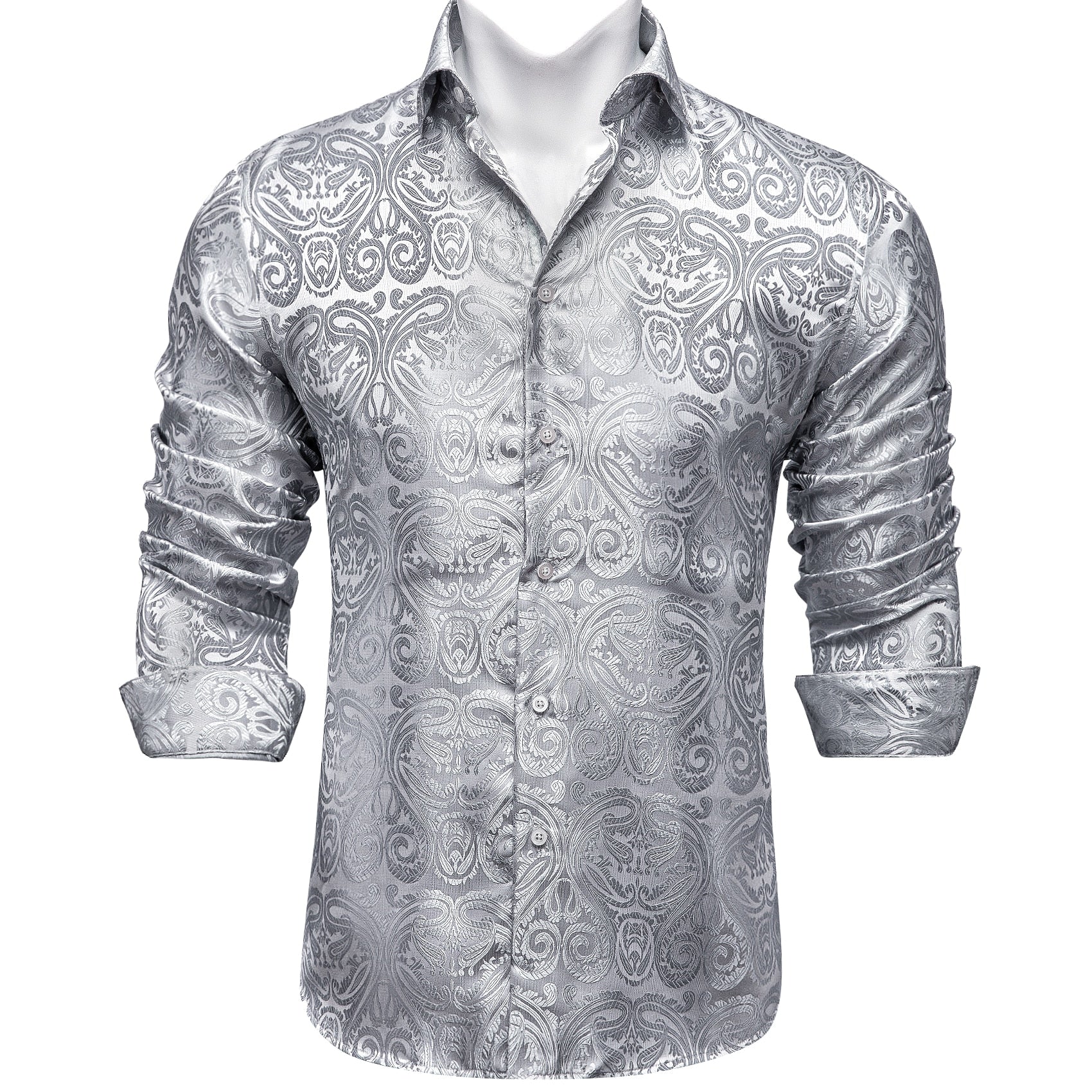 Silver Long Sleeve Silk Dress Shirts – Modern Gent