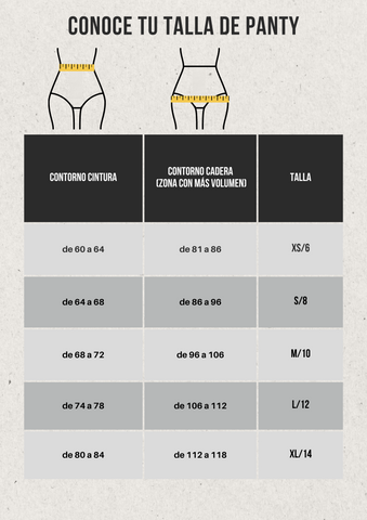 panty measurement chart