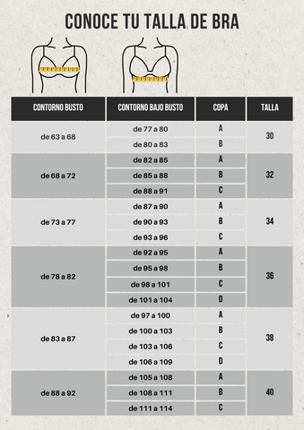 tabla de medida bra