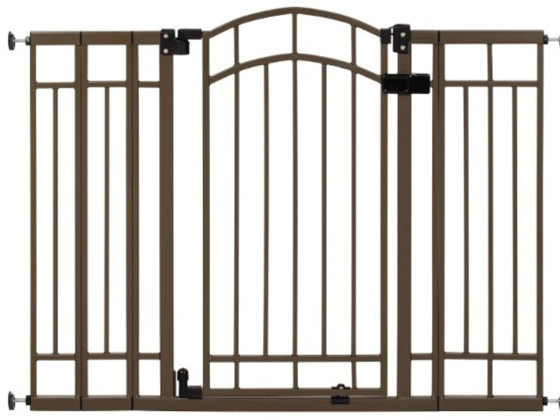 Elegant walk-through design with auto-close feature and dual-lock system