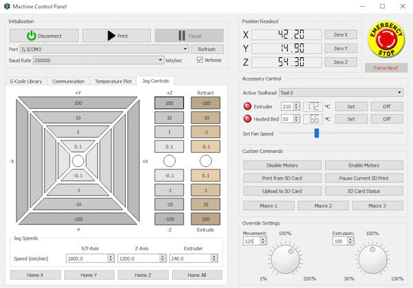 Simplify3D - machine control and monitoring