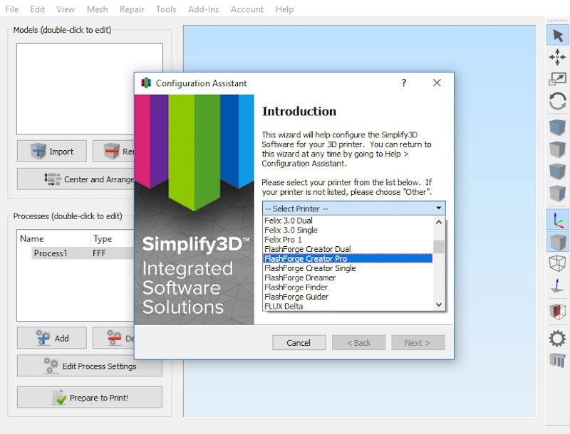 Simplify3D - configuration assistant