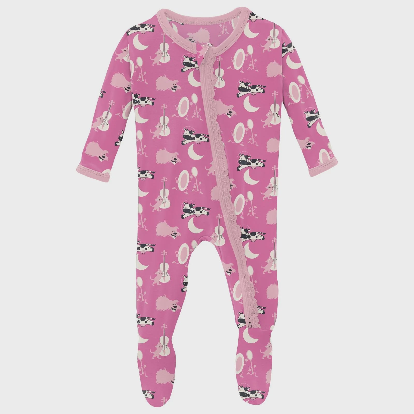 Ruffle Footie with 2 Way Zipper-Hey Diddle Diddle Tulip