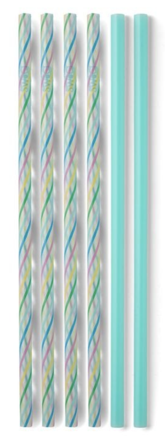 Swig Clear/Aqua Reusable Straw Set