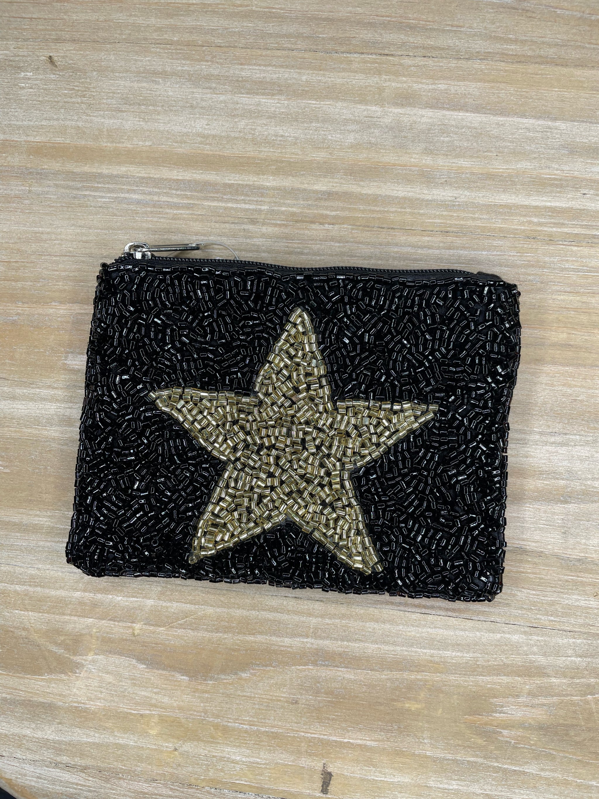 Black and Gold Star Beaded Purse Strap