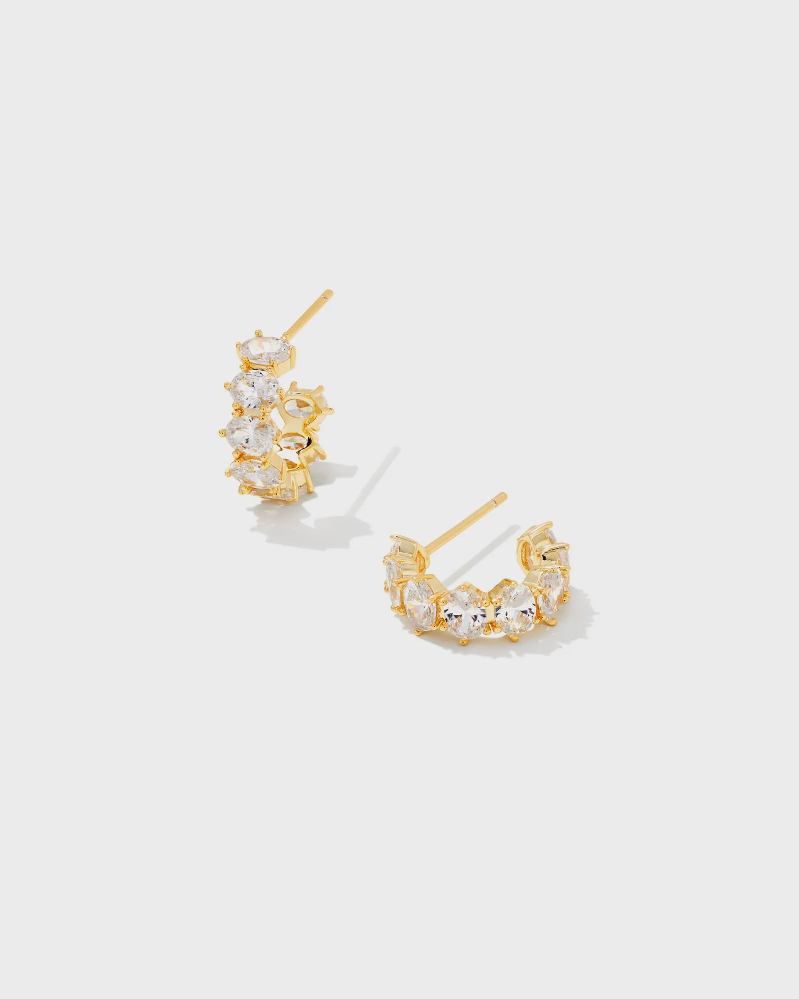 Juliette Gold Drop Earrings in White Crystal