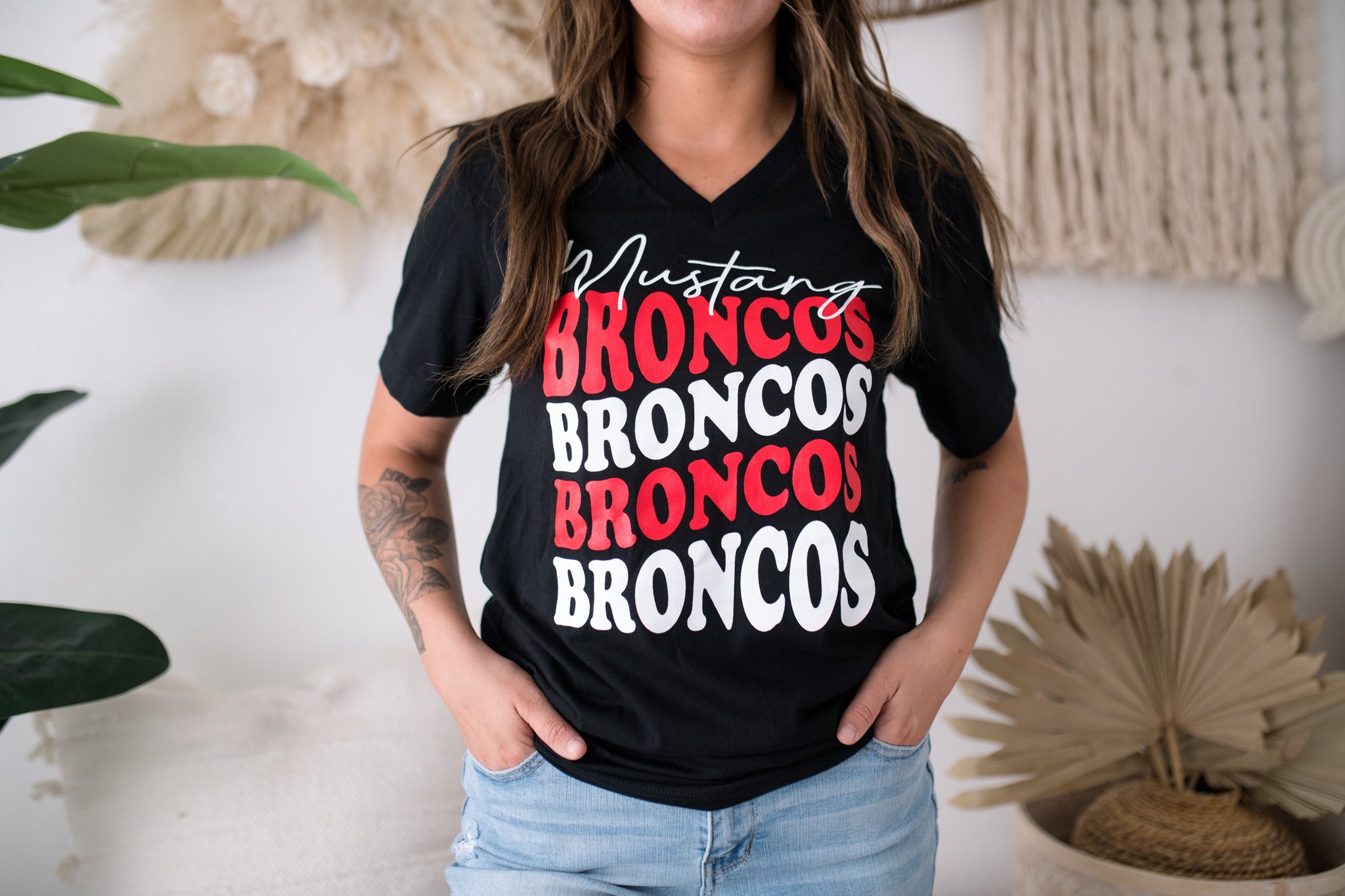 Checkered Mustang Broncos - The Burlap Buffalo