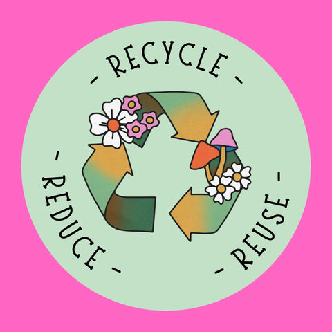 Recycling logo with pink background