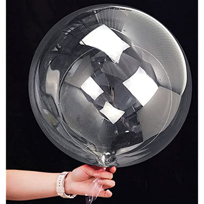 Balloonify 24 inch Clear Bobo Balloons, 10 Durable Transparent Balloons - Fill with Air or Helium, Long Tail, Plastic Bobo Balloons, Stays for 15