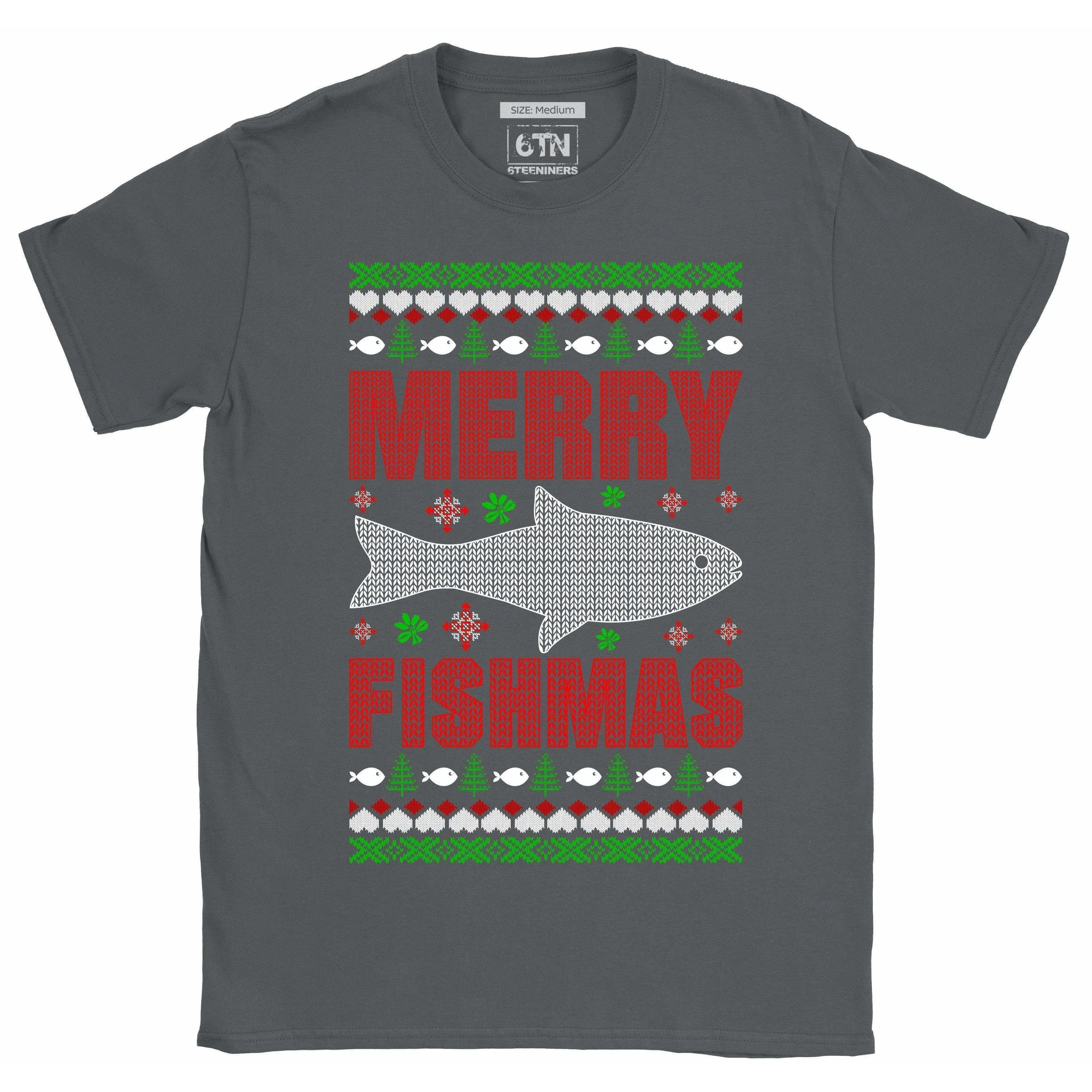 Natale Pesca Regali Merry Fishmas Divertente T Shirt Regalo Novità