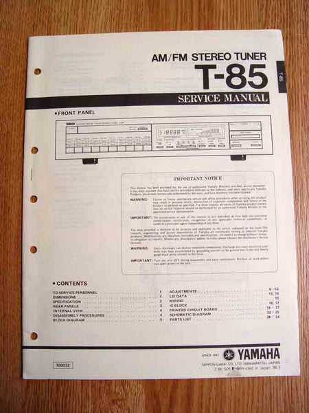 Yamaha T-85 Service manual – IricoCanada