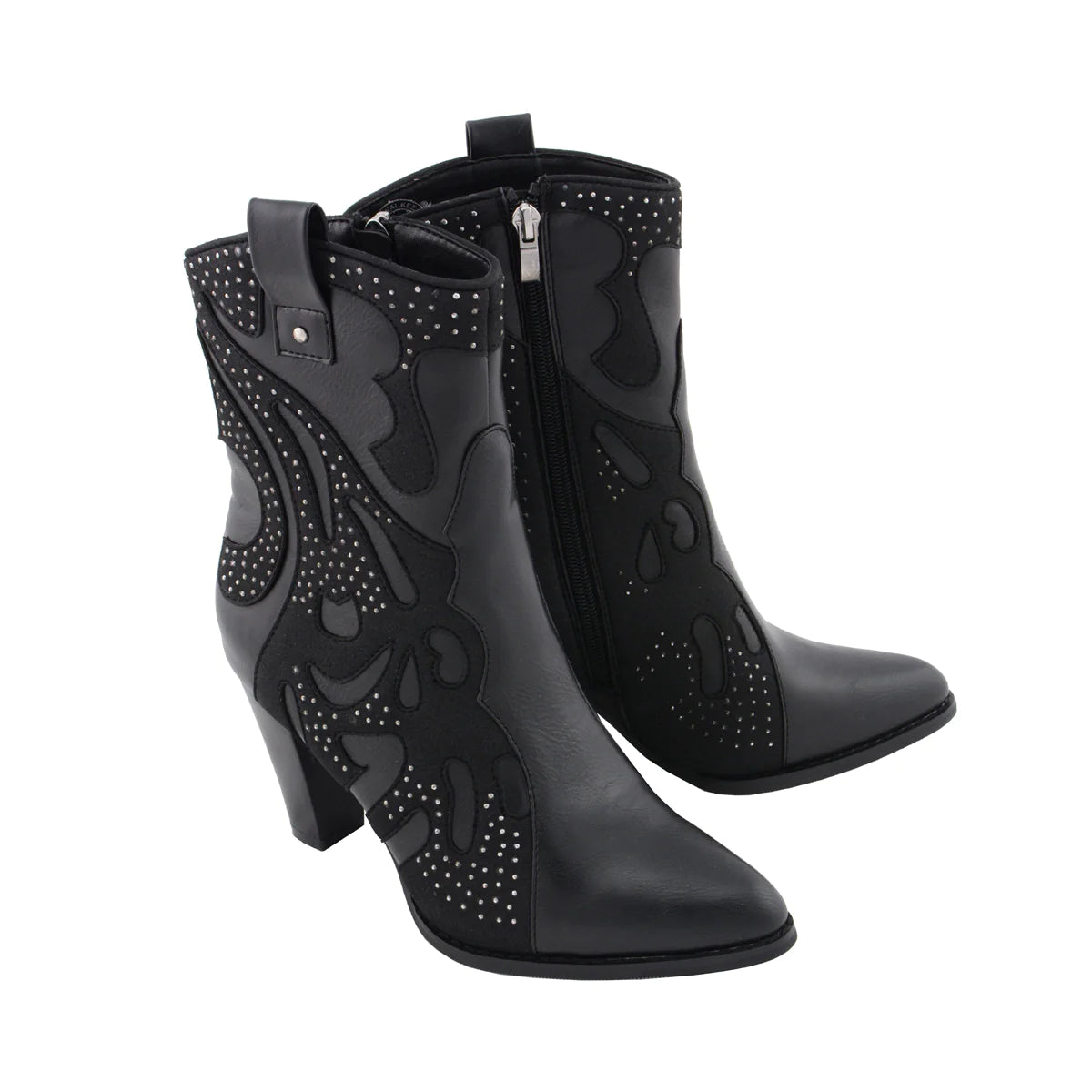 Womens Black Western Style Boots with Studded Bling