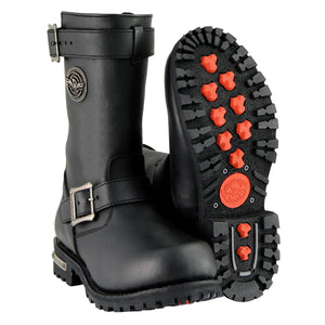 Men's Black 'Wide-Width' 11-Inch Classic Engineer Motorcycle Leather Boots - Bikers Gear Online