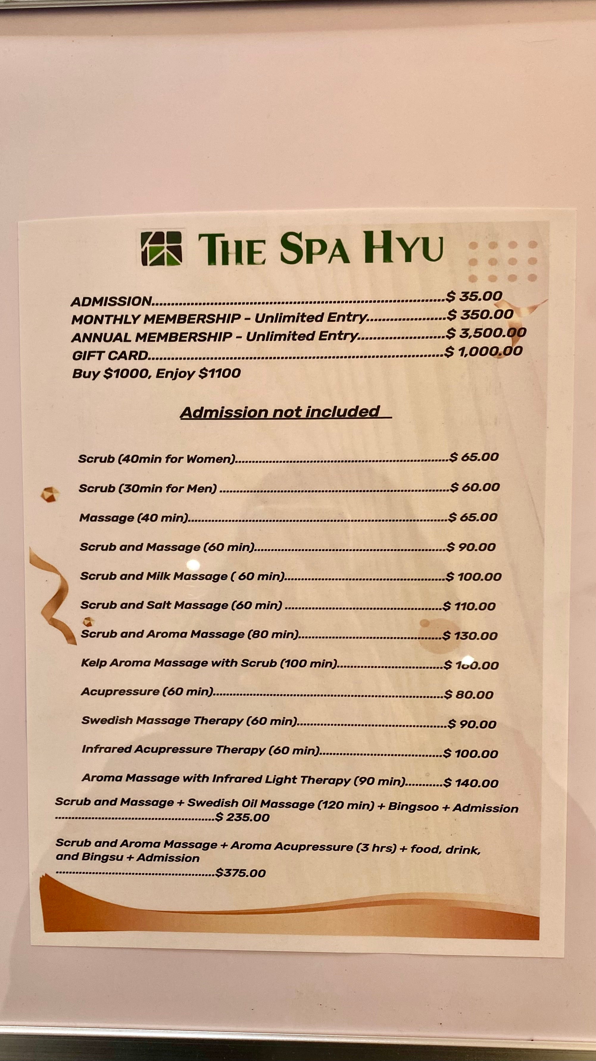 The Spa Hyu price