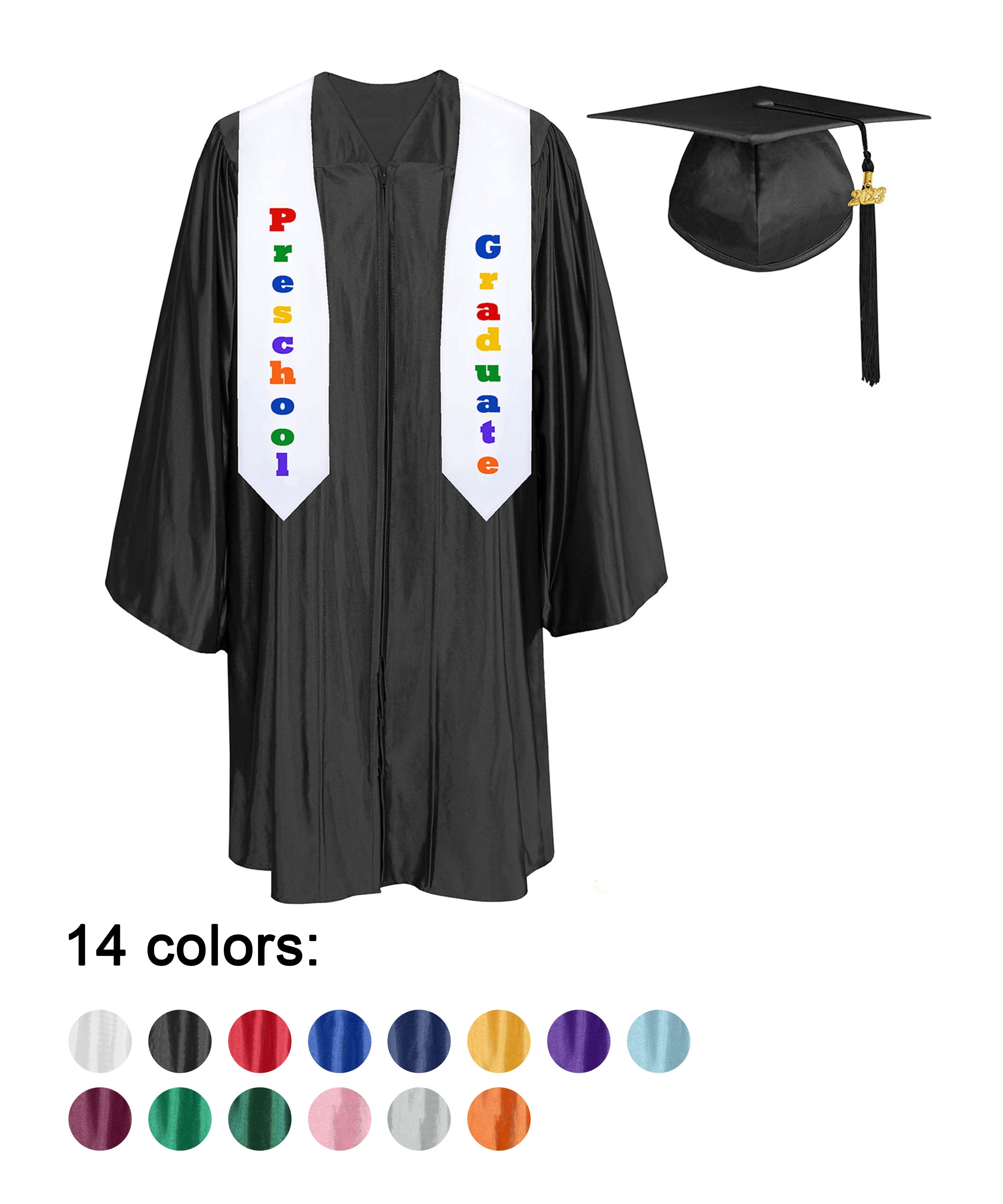 Buy Amosfun Kids Graduation Gown and Cap Graduation Robe Tassel Cap for  Preschool 140cm Height (Yellow line and Bow tie Random Color) at Amazon.in