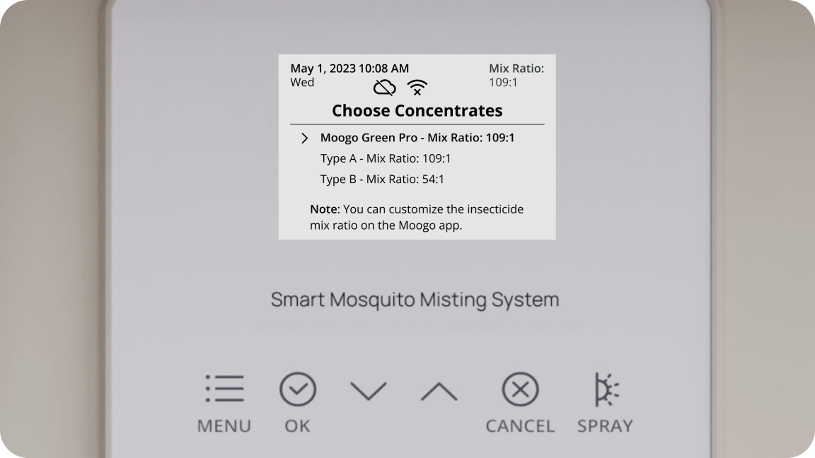 After time setting is complete, it will jump to the Choose Concentrate page.