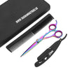 Barber Shear with black leather pouch straight razor and regular hair comb