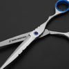 three fringes hair cutting blade and taichi logo on second blade