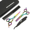 Hairdresser shears set with thinner, comb, razor, and pouch