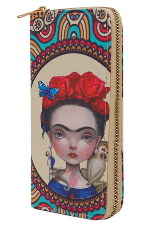 Frida Kahlo Zipper Wallet - Ay, Que Linda! Boutique - Frida Kahlo Purse