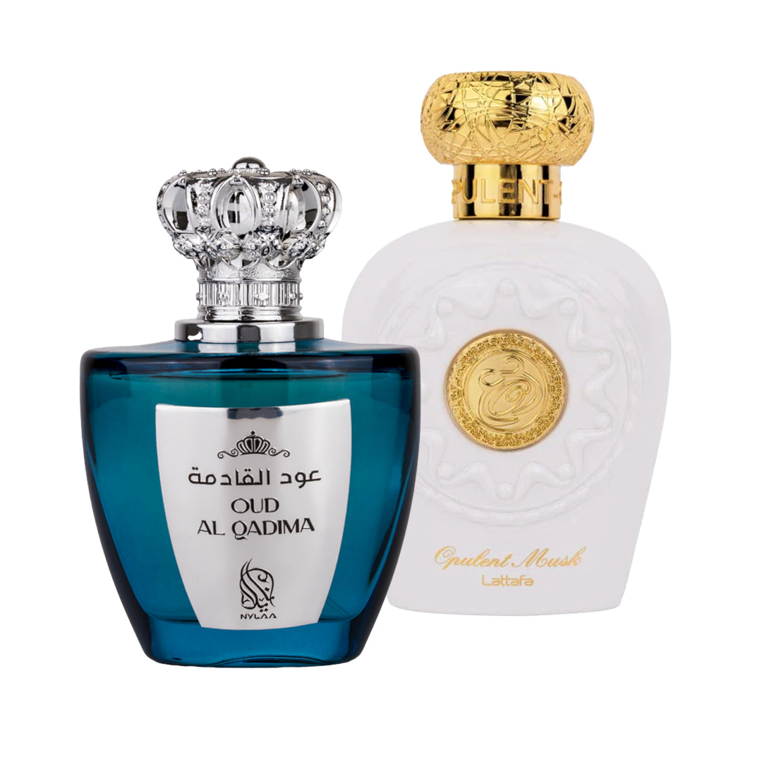 Pachet 2 parfumuri Opulent Musk 100 ml si Oud Al Qadima by Nylaa, unisex - 100 ml