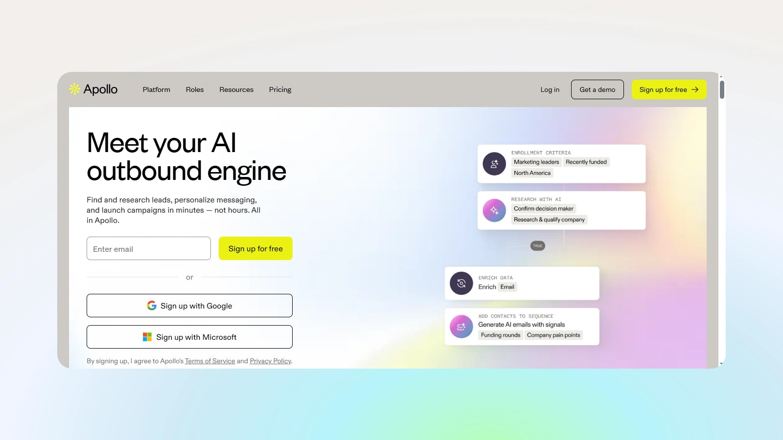 Screenshot of Apollo's interface, highlighting their contact verification features.