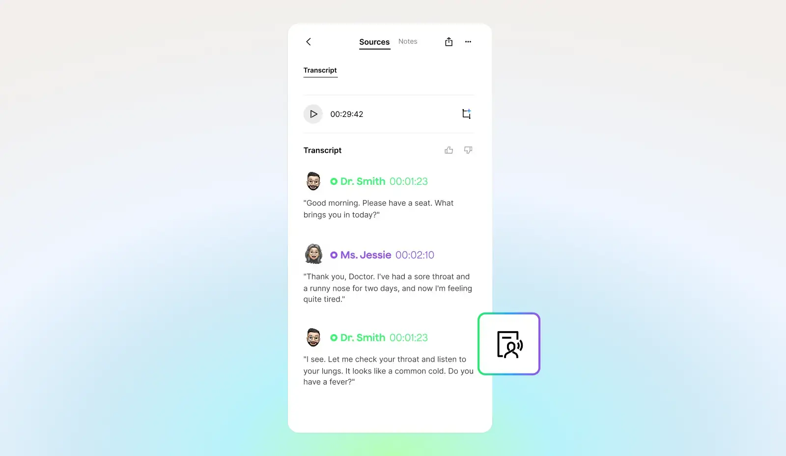 AI-generated meeting transcript with speaker labels
