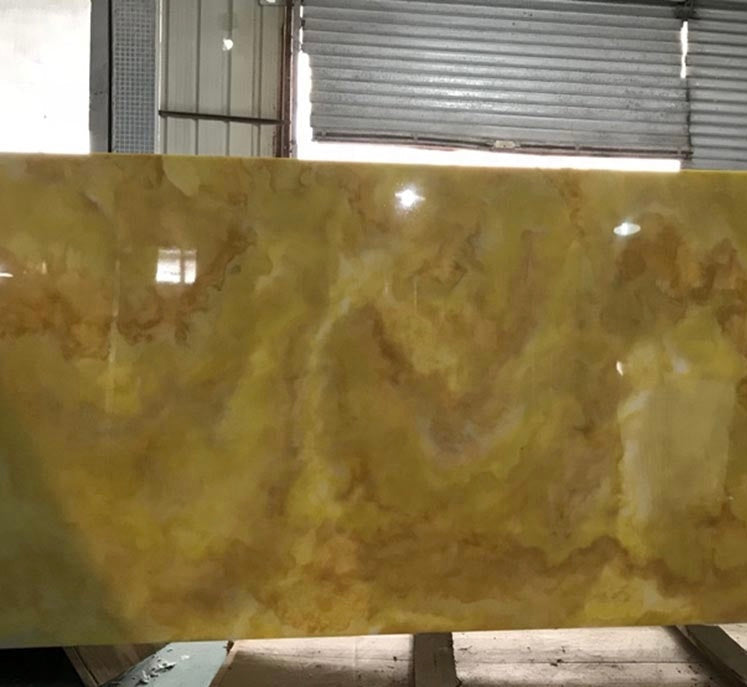 Coffee Shop Counter Top Stone Wall Cladding Translucent Yellow Onyx Marble Price For Reception Desk Artificial Quartz Slabs