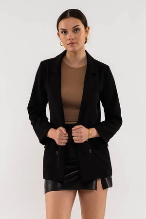 SOLID FOLDED SLEEVE BLAZER - Lily Sophia Boutique