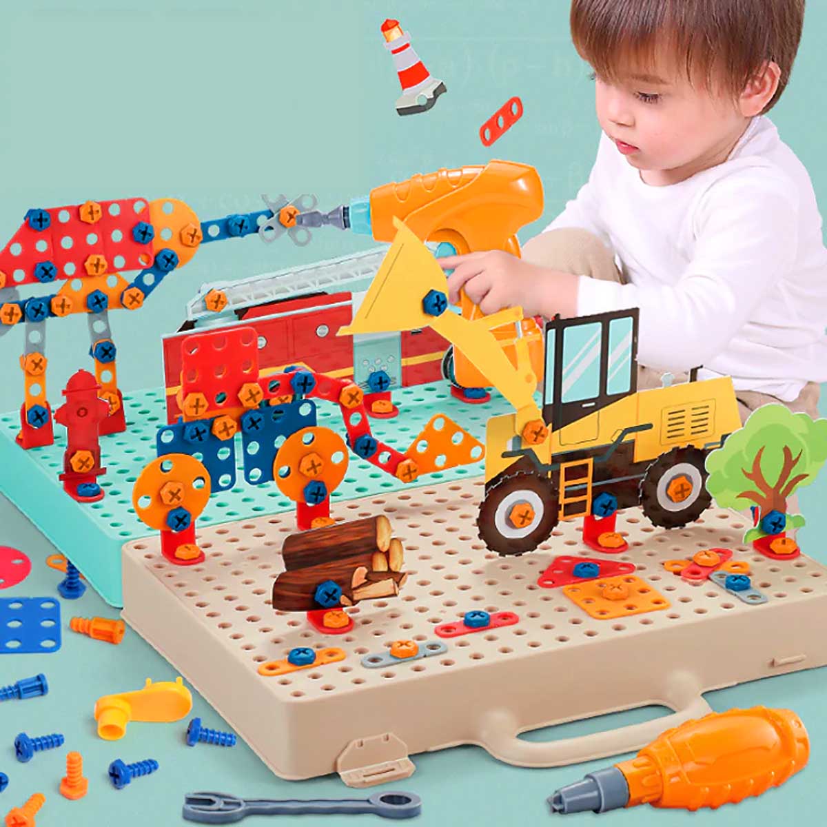 Educational Drill Creative Mosaic Drill Set 3D Puzzle Building Space Adventure Construction Toy  with Storage Box - Tootooie