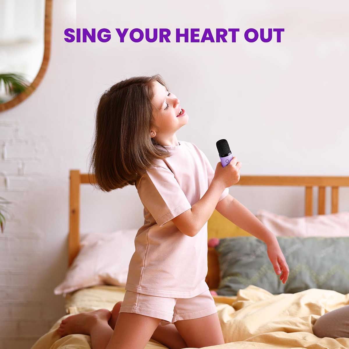 Mini Karaoke Machine Portable Bluetooth Speaker with Wireless Microphone, Gift Toys for Boys Girls 4, 5, 6, 7, 8, 9, 10 + Year Birthday Family Home Party