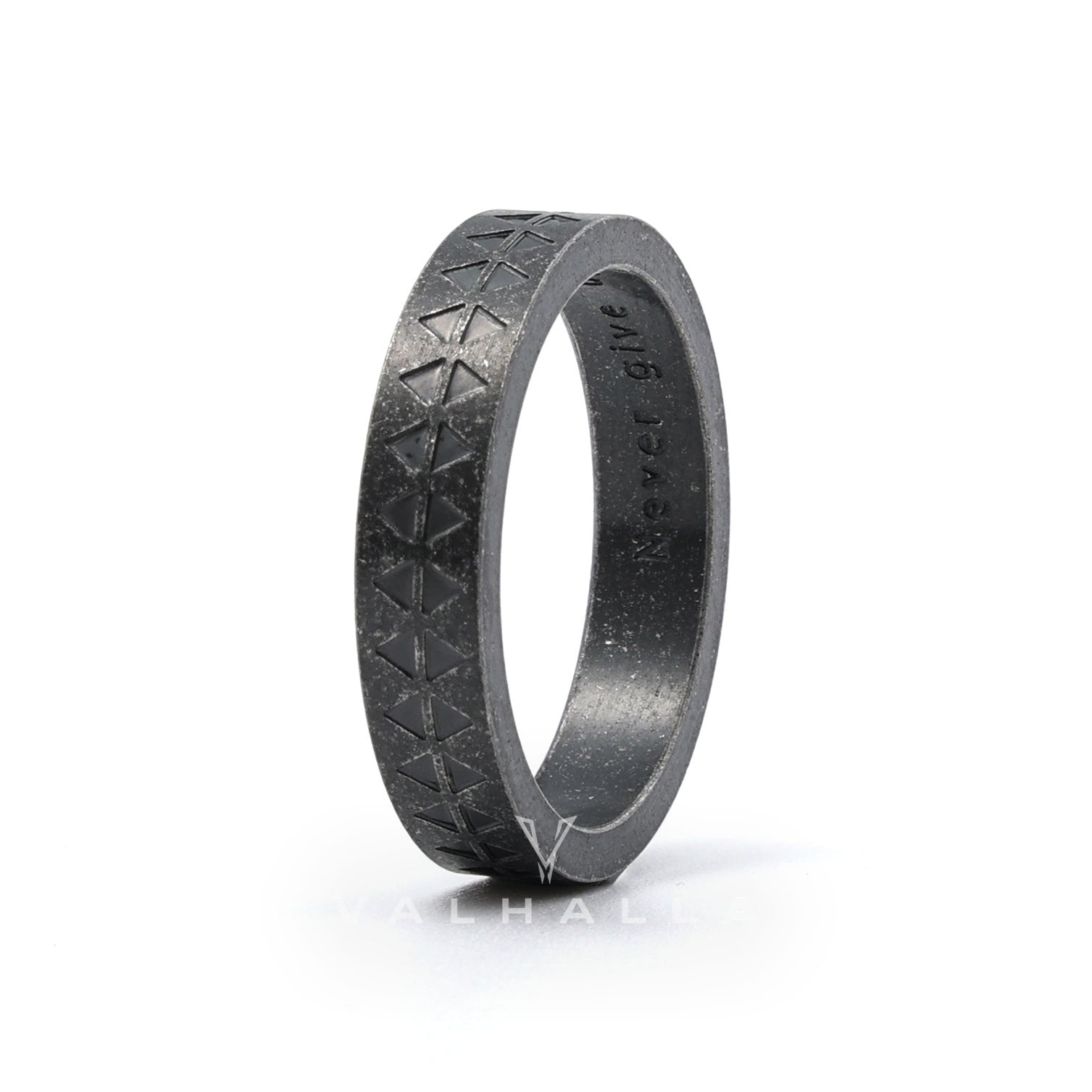 Sawtooth Pattern Stainless Steel Ring - Valhalla Fallen product image