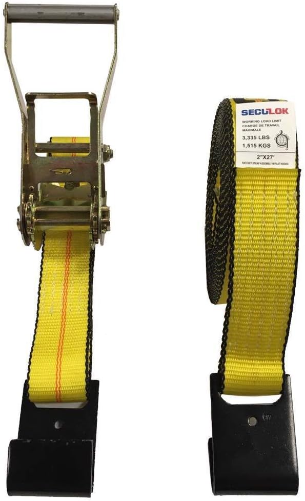 SECULOK 2" X 30' Heavy Duty Ratchet Tie-Down Strap with Flat Hooks
