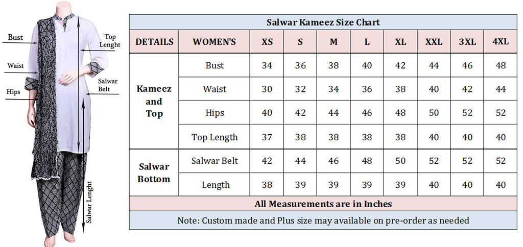 Suit Size Chart India