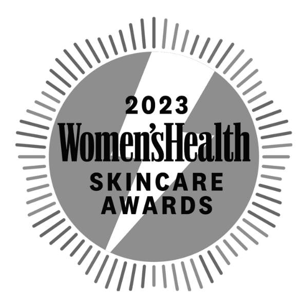 Logo for the 2023 Women's Health Skincare Awards with a circular, monochrome design.