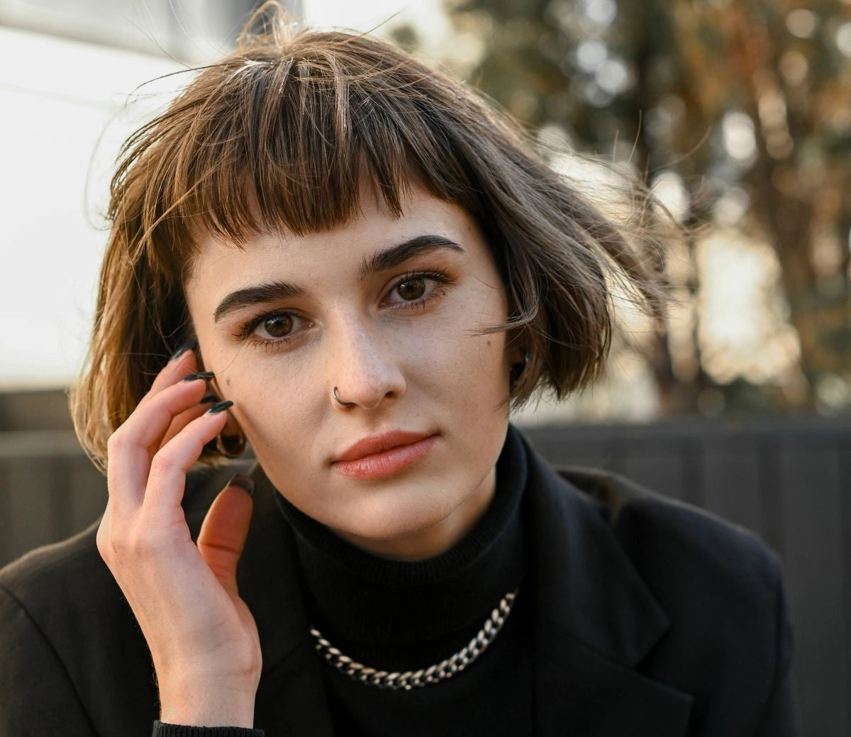 blunt cut with bangs