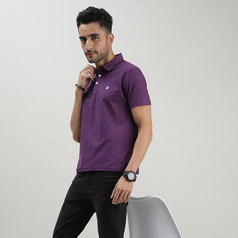 Deep Purple Mercerized Polo T-shirt