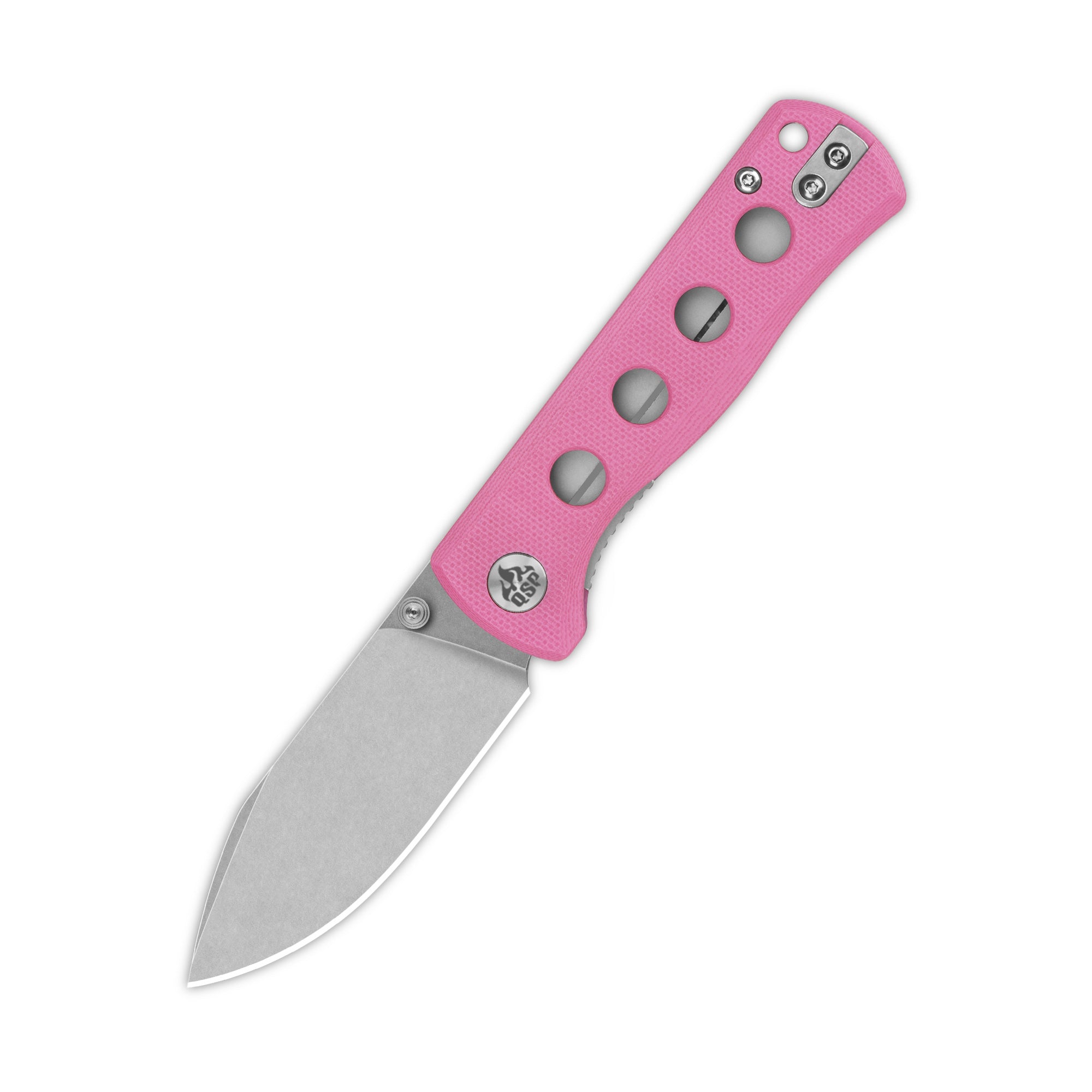 QSP Canary Folder Liner Lock Pocket Knife 14C28N Blade Pink G10 Handle