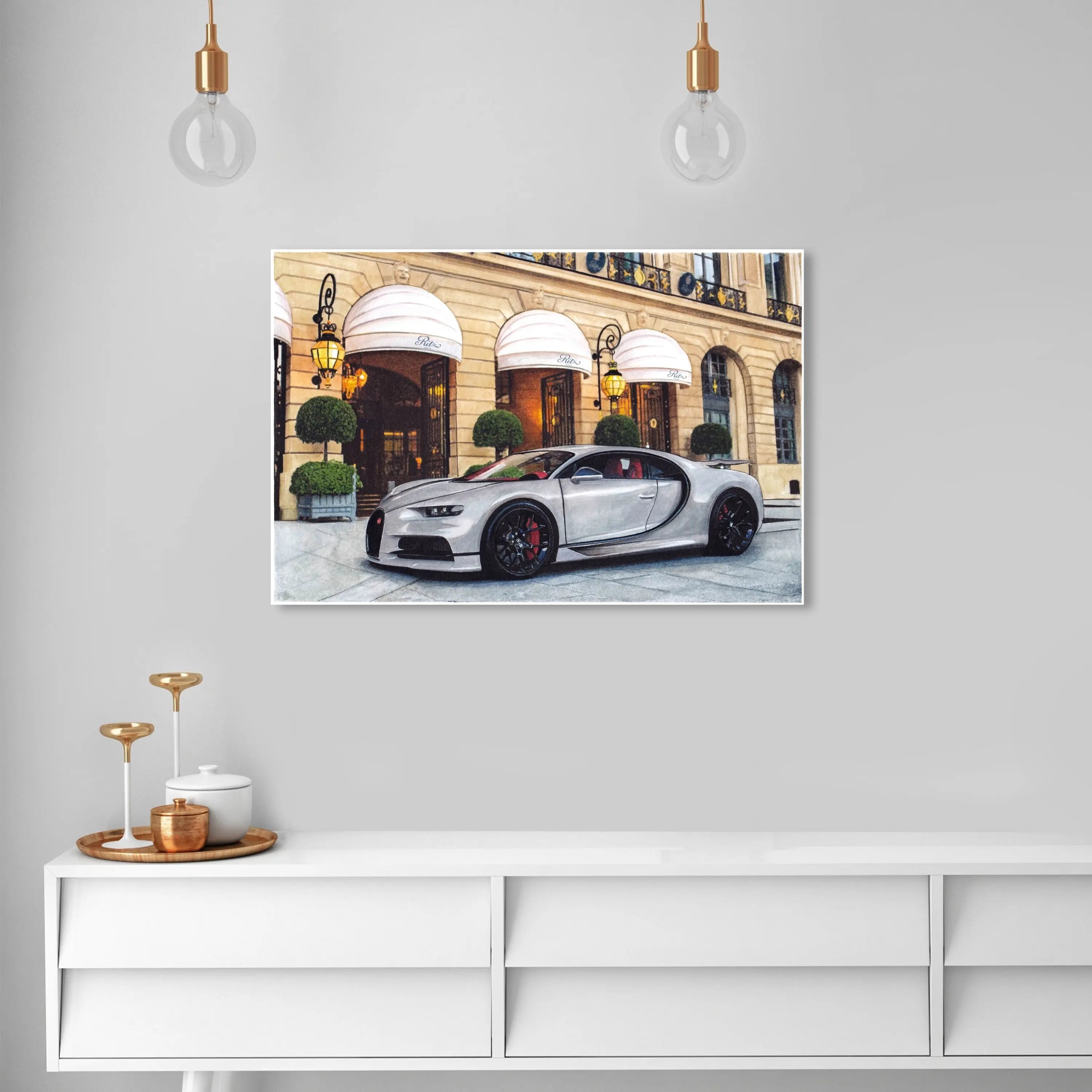 Oliver Gal 'Bugatti at Paris' Transportation White Wall Art - Last cha