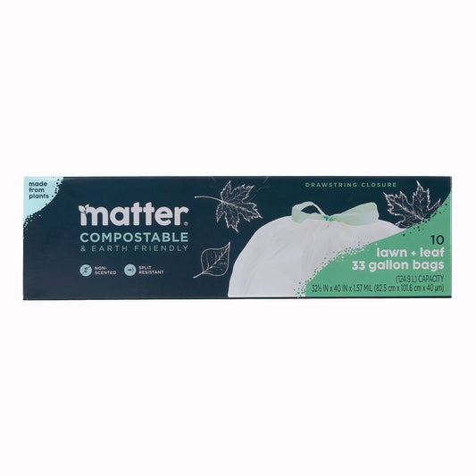 Matter Compostable 13-Gallon Drawstring Tall Kitchen Trash Waste Bags, 20 Bags