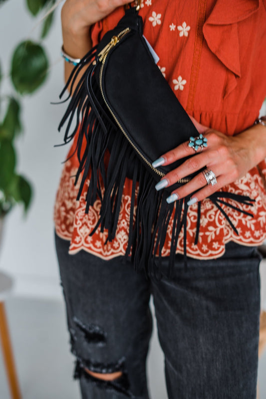 Suede Fringe Bum Bag  Southern Birch Boutique