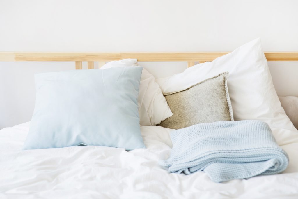 A photo of bedsheets at home