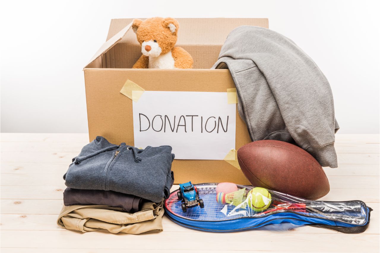 Donations inside a box