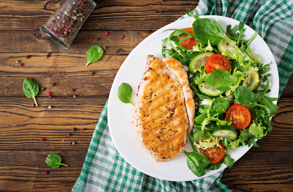 Grilled chicken with a salad