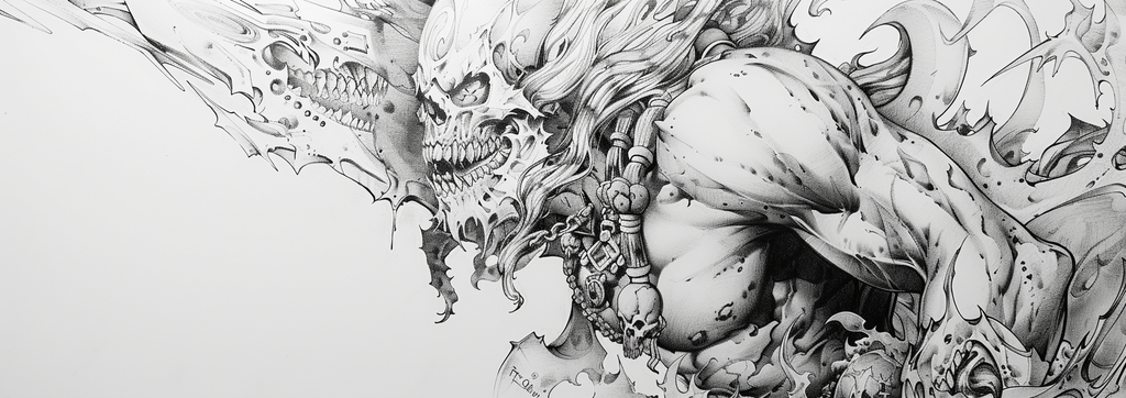 Amazing banner of badass drawing outlines.