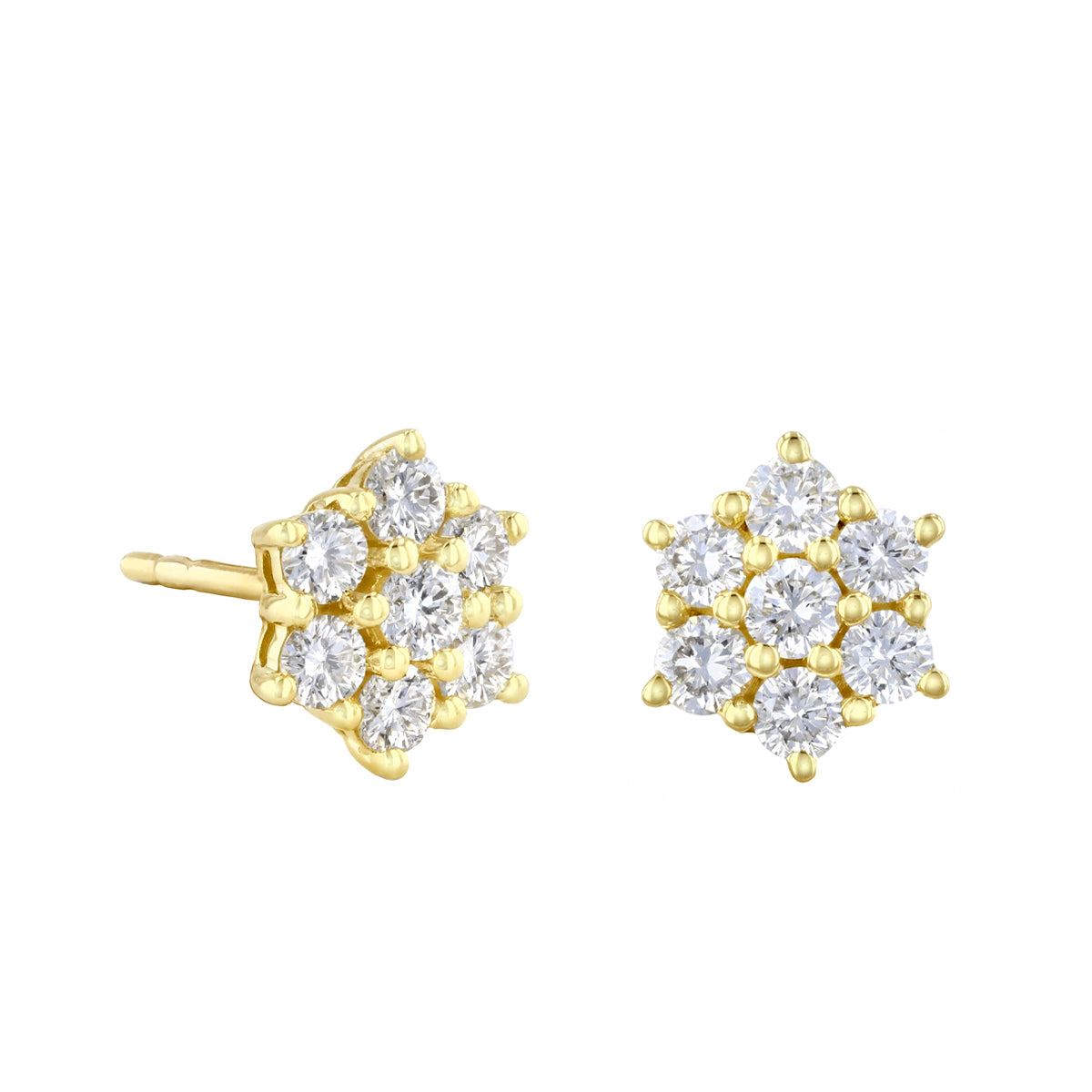 image of Everyday Diamonds 0.88ct Lab-Grown Diamond Flower Cluster Earrings | 9K Yellow Gold