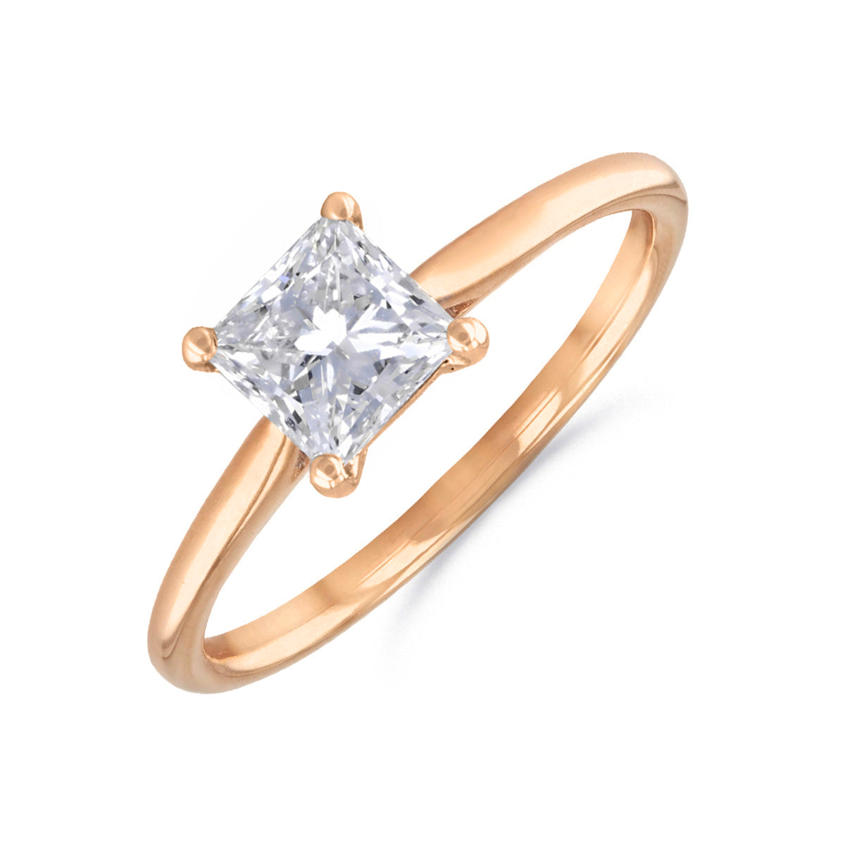 image of 1.20ct Ophelia Princess Cut Diamond Solitaire Engagement Ring | 18ct Rose Gold