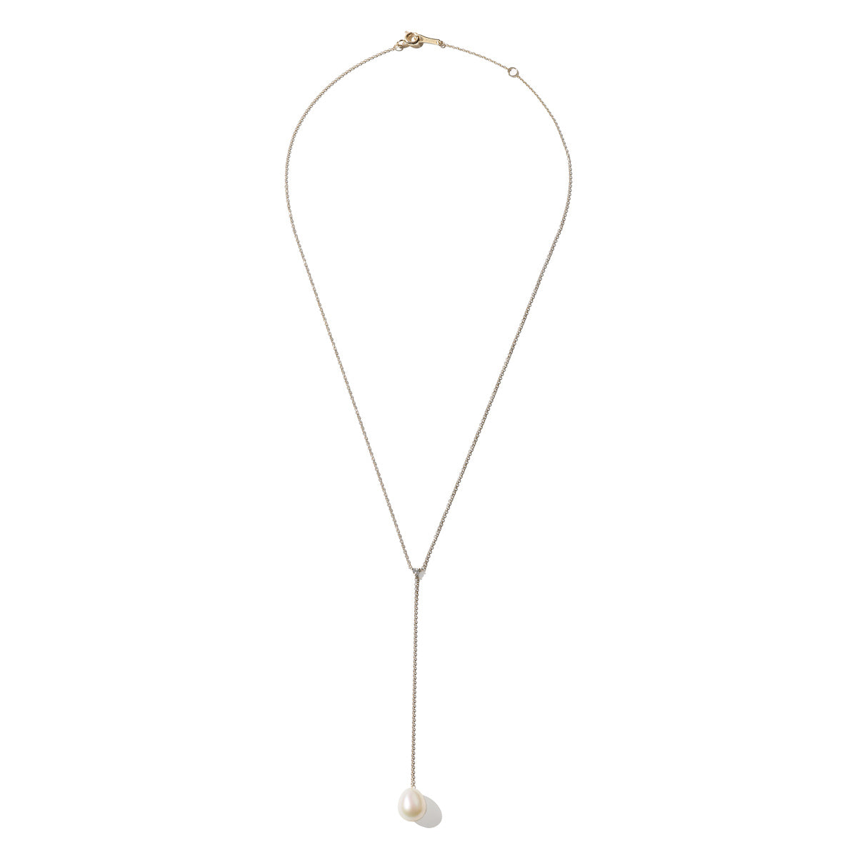 image of Mizuki Sea of Beauty Collection 12mm Pearl and Diamond "Y" Necklace